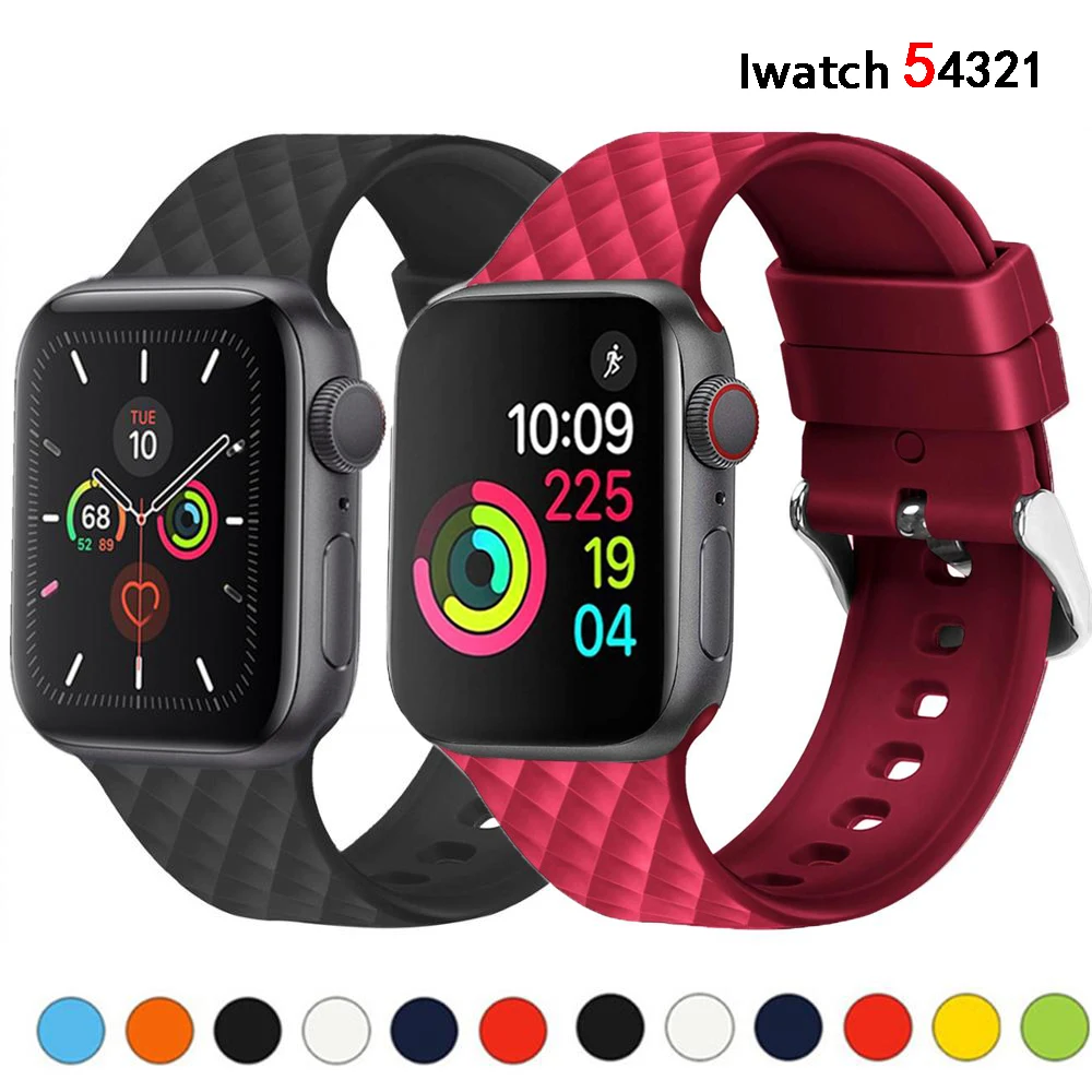 

Silicone Strap for apple watch band 44mm 40mm 7 45mm 41mm rubber texture watchband bracelet iWatch serie 38mm 42 band 6 SE 5 4 3