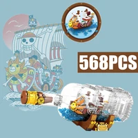 new 568pcs one pieces ship in the bottle boat thousand sunny pirate ships luffy idea building blocks children toys gift