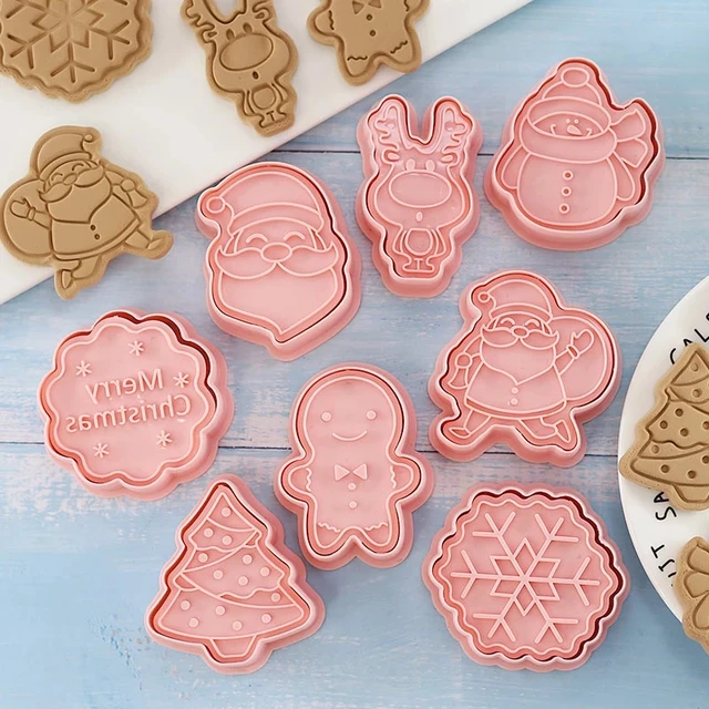 Mold Christmas Cartoon Biscuit Mould 3D Cookie Cutter Plastic 2