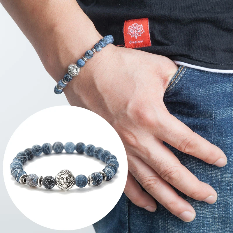 Цельный Сова Будда из бисера браслеты для мужчин и женщин голова льва браслет