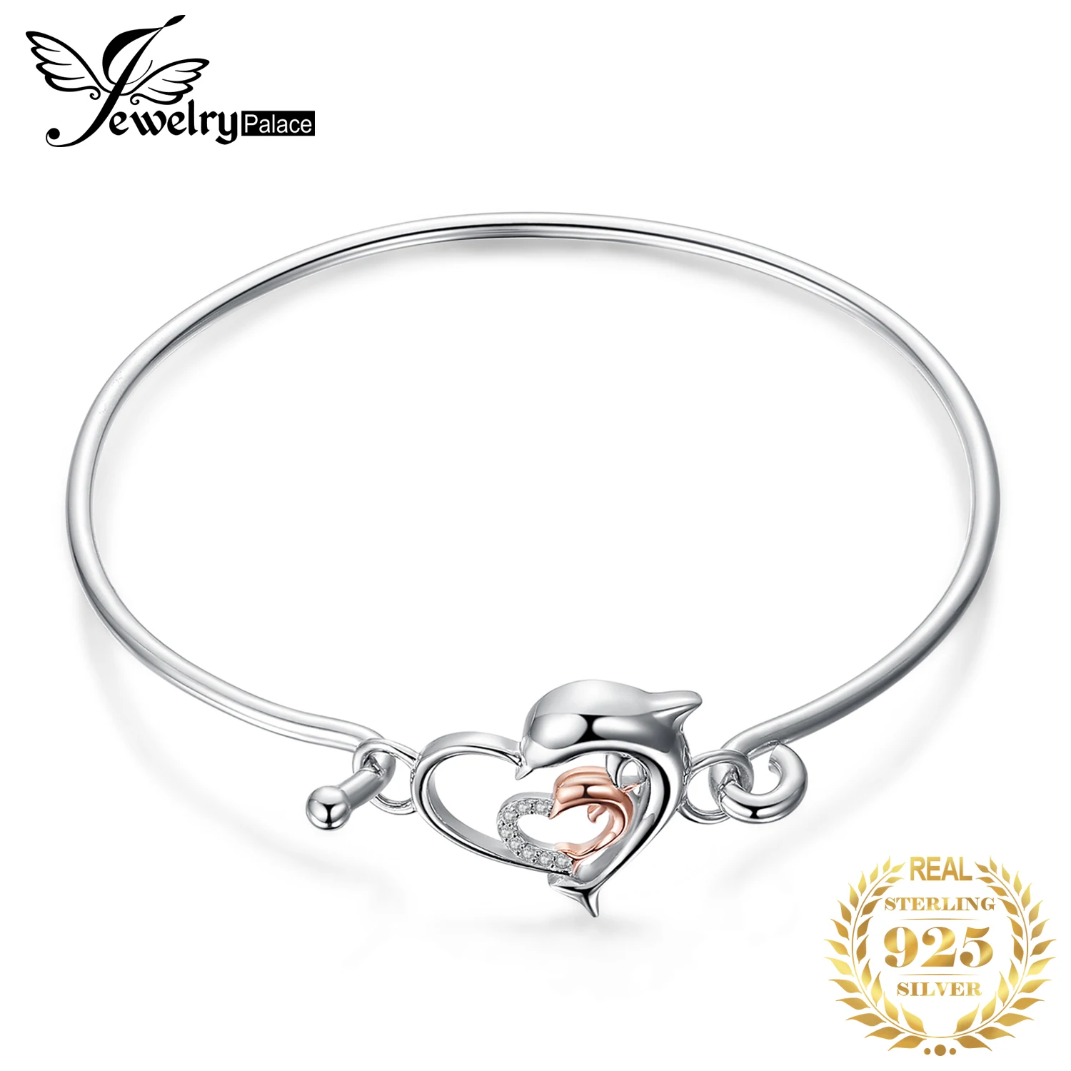 JewelryPalace Дельфин Любовь Сердце Открытый браслет 925 пробы Серебряный подарок