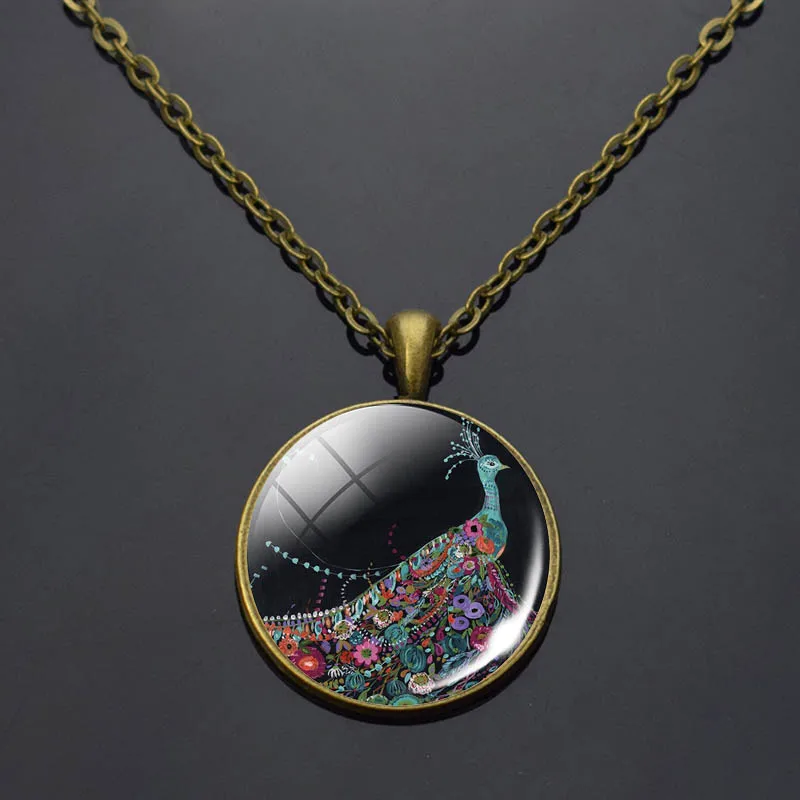 Ожерелье женское длинное с подвеской чокер в стиле бохо акварелью картиной