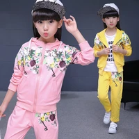 childrens clothing sets 2021 autumn new girl print hoodie two piece children sports suit kids girls tracksuit for 4 6 7 9 10 y