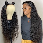 Кудрявые человеческие волосы глубокая волна фронтальный парик для черных женщин предварительно выщипанные бразильские Hd 30 дюймов влажные и волнистые воды волна Кружева передние парики