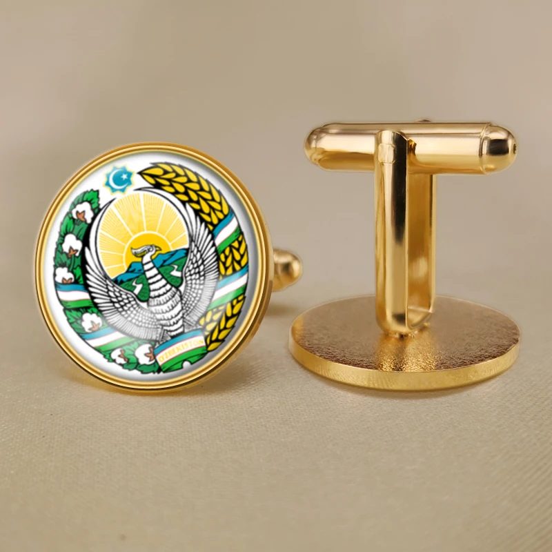 Запонки герб Узбекистана флаг государственная эмблема | Украшения и аксессуары