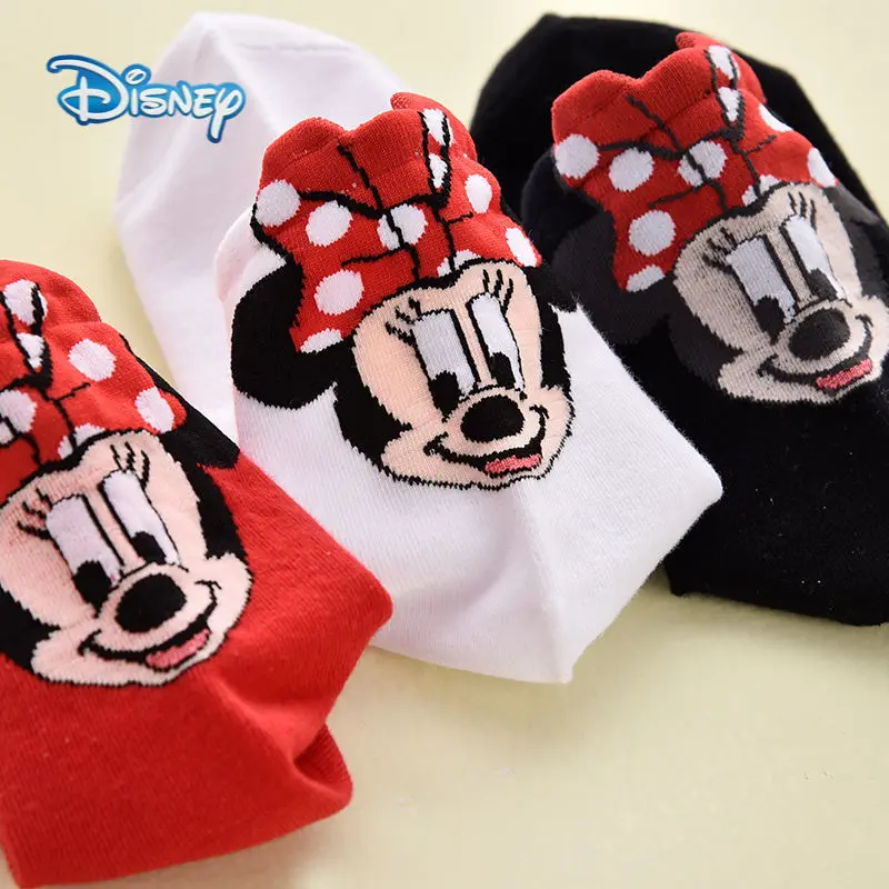 

Disney Mickey Cartoon Print Woman Socks Winter Plus Velvet Warm Stockings with Invisible Boat Socks Fashion Hundred Sports Socks