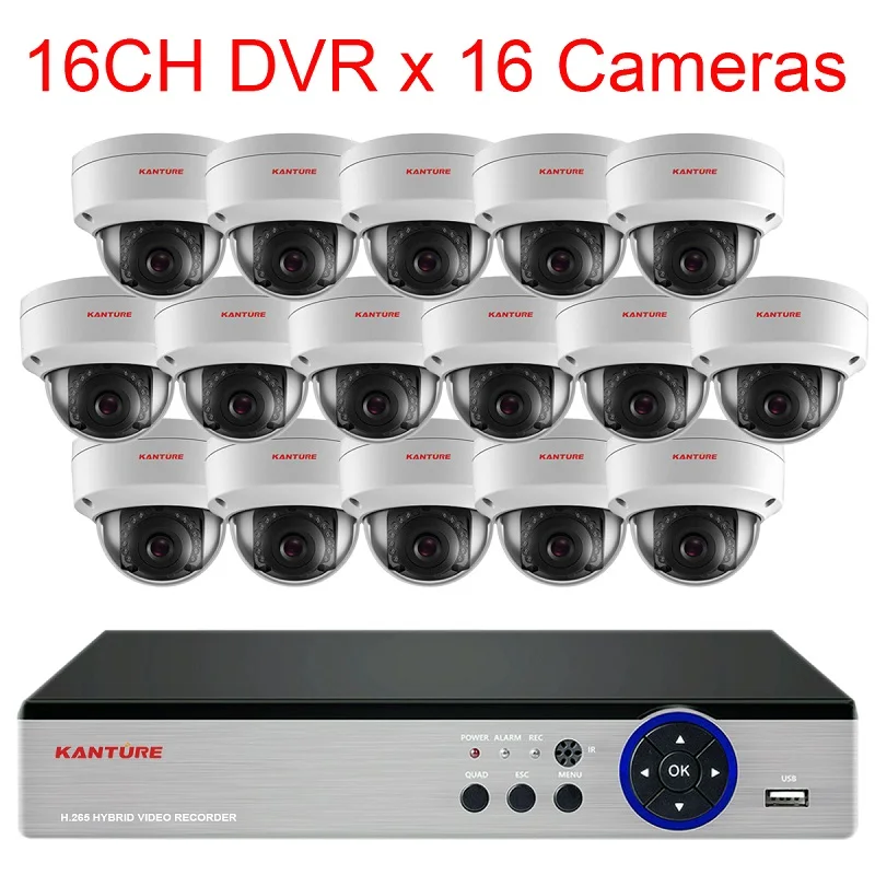 16CH DVR x 16 Camera KANTURE h.265+ 16CH 2-мегапиксельная система видеонаблюдения 1080P камера безопасности, уличная Водонепроницаемая камера ночного видения, комплект видеонаблюдения - Цвет: 16CH DVR x 16 Camera