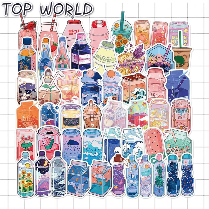 10/50Pcs/set Cartoon Drink Bottle Graffiti Sticker For Luggage Fashion Laptop Decals Phone Case Kids Suitcase Toy Helmet Mexid