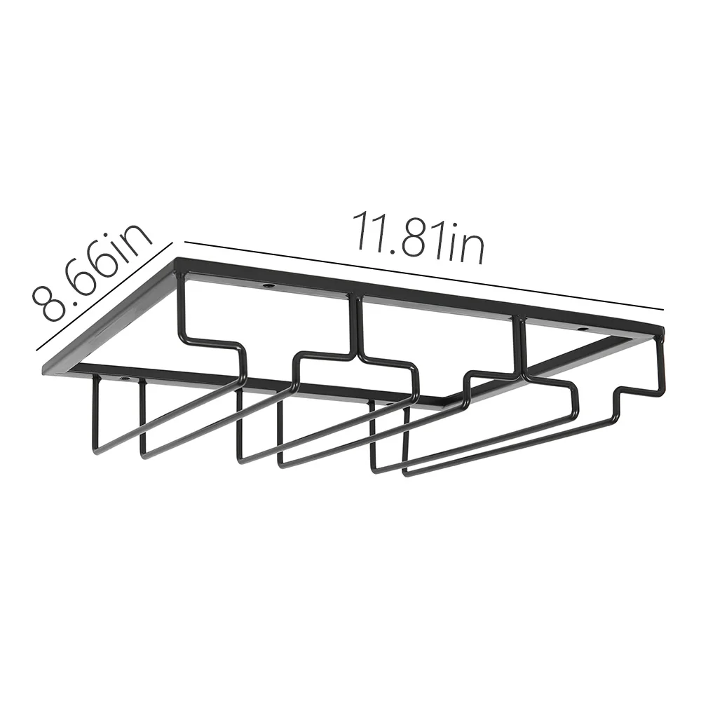 

Wine Glass Rack Under Cabinet Stemware Wine Glass Holder Glasses Storage Hanger Metal Organizer for Bar Kitchen 6-9 Cups