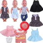 Одежда для куклы с принтом, повседневное модное платье, подходит для 18-дюймовых американских кукол и 43 см кукол, рождественский подарок для девочки нашего поколения