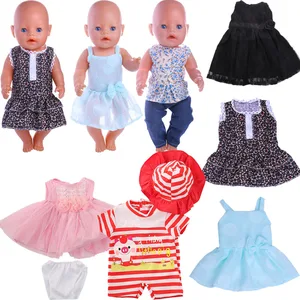 Одежда для куклы с принтом, повседневное модное платье, подходит для 18-дюймовых американских кукол и 43 см кукол, рождественский подарок для девочки нашего поколения