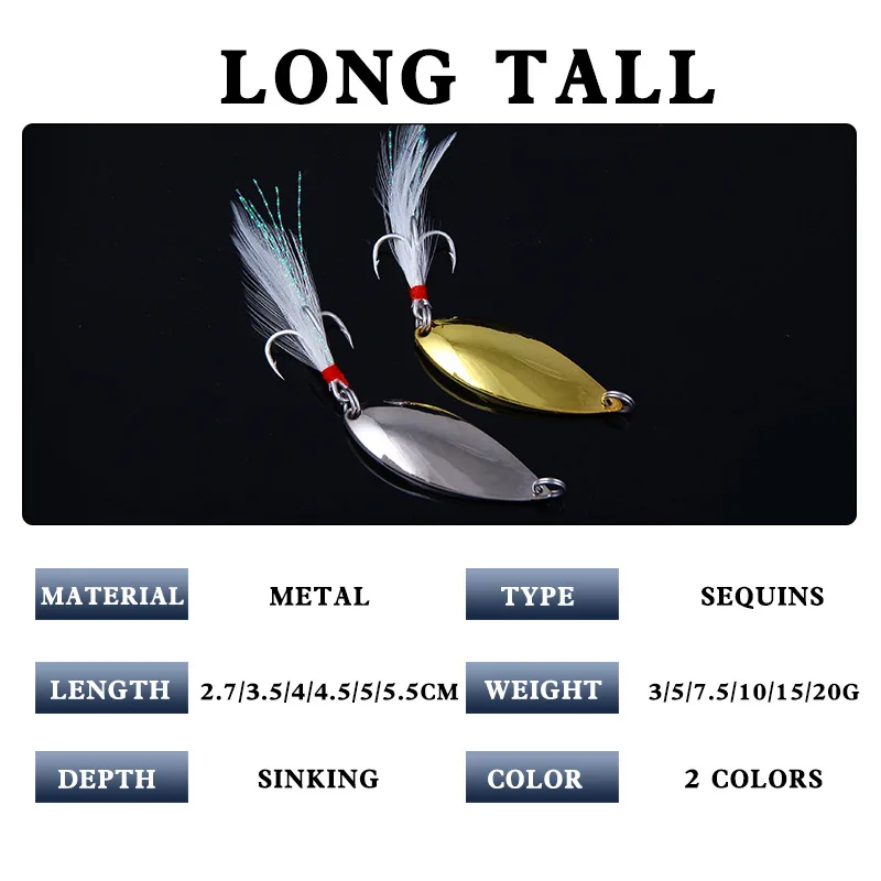 

3pcs/lot Metal VIB Fishing Lure 5/7.5/10/15/20g Vibration Spoon Lure Crankbait Bass Artificial Hard Baits with Feather tackle