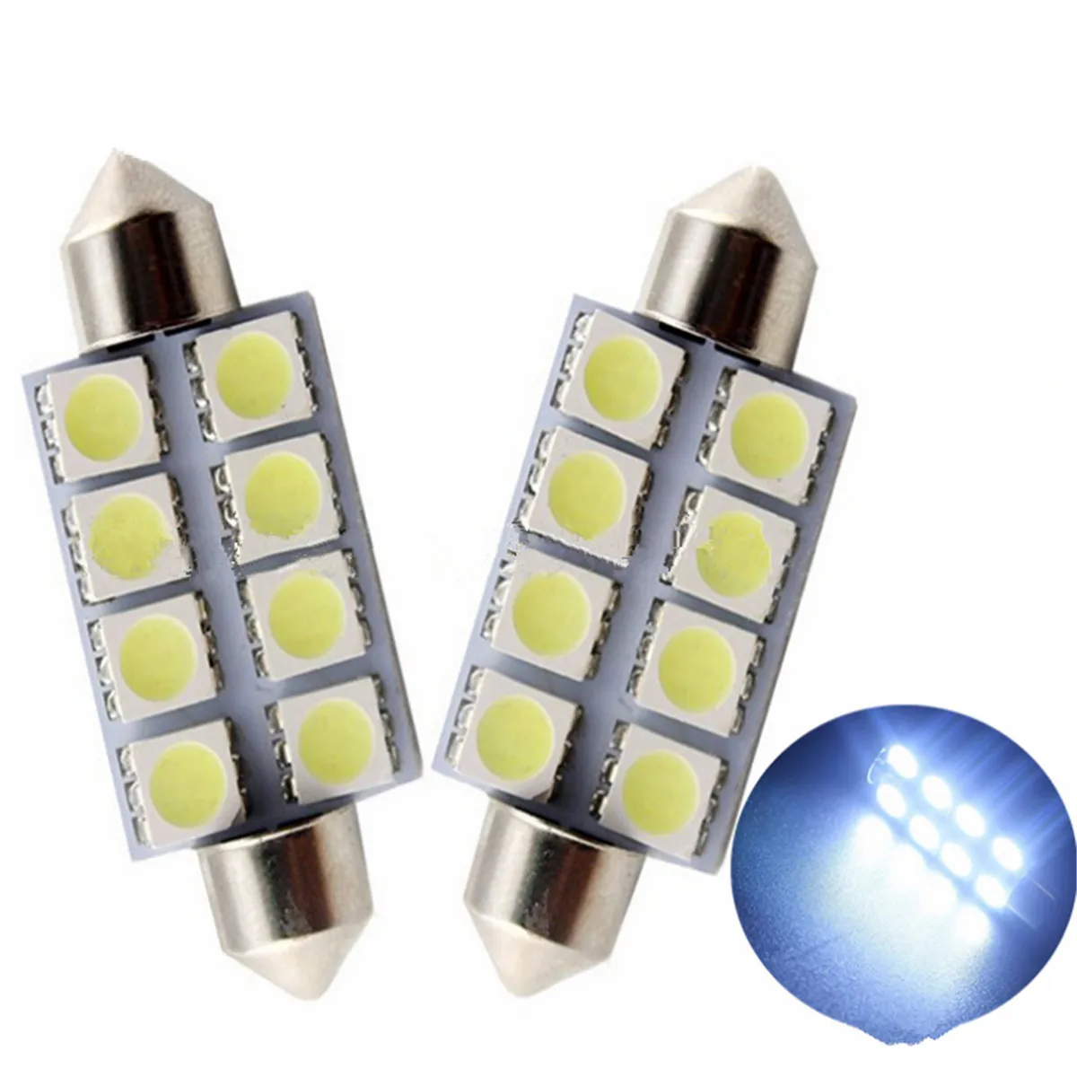 

1X 39 мм 5050 8SMD Festoon клиновидный купол Автомобильная внутренняя светодиодный ная лампа белого цвета