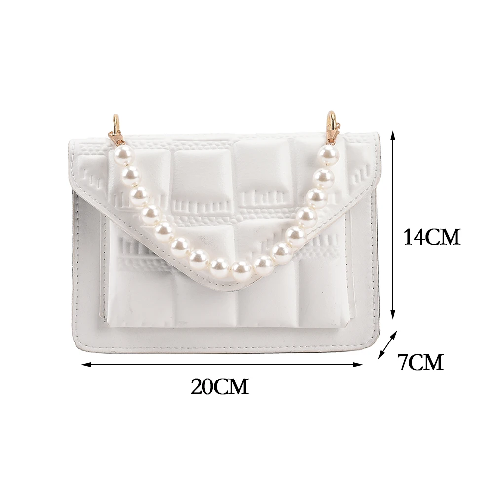 

Vintage Women PU Leather Stone Checker Pattern Solid Color Shoulder Crossbody Messenger Bag Chain Flap Purse Handbags