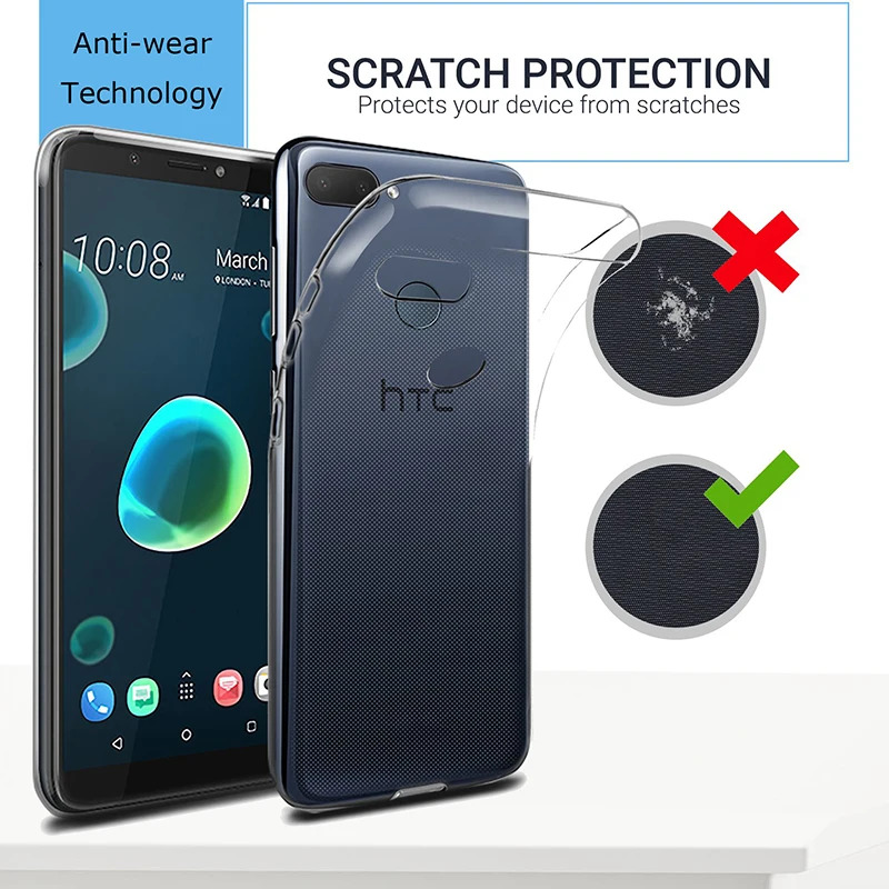 Высококачественные прозрачные чехлы для HTC Desire 12 12s Plus задней панели телефона