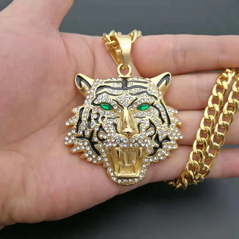 

Ожерелье Стразы в стиле хип-хоп украшенное сверкающими блестками Золотое крупное бриллиантовое ожерелье для мужчин ювелирные изделия из к...