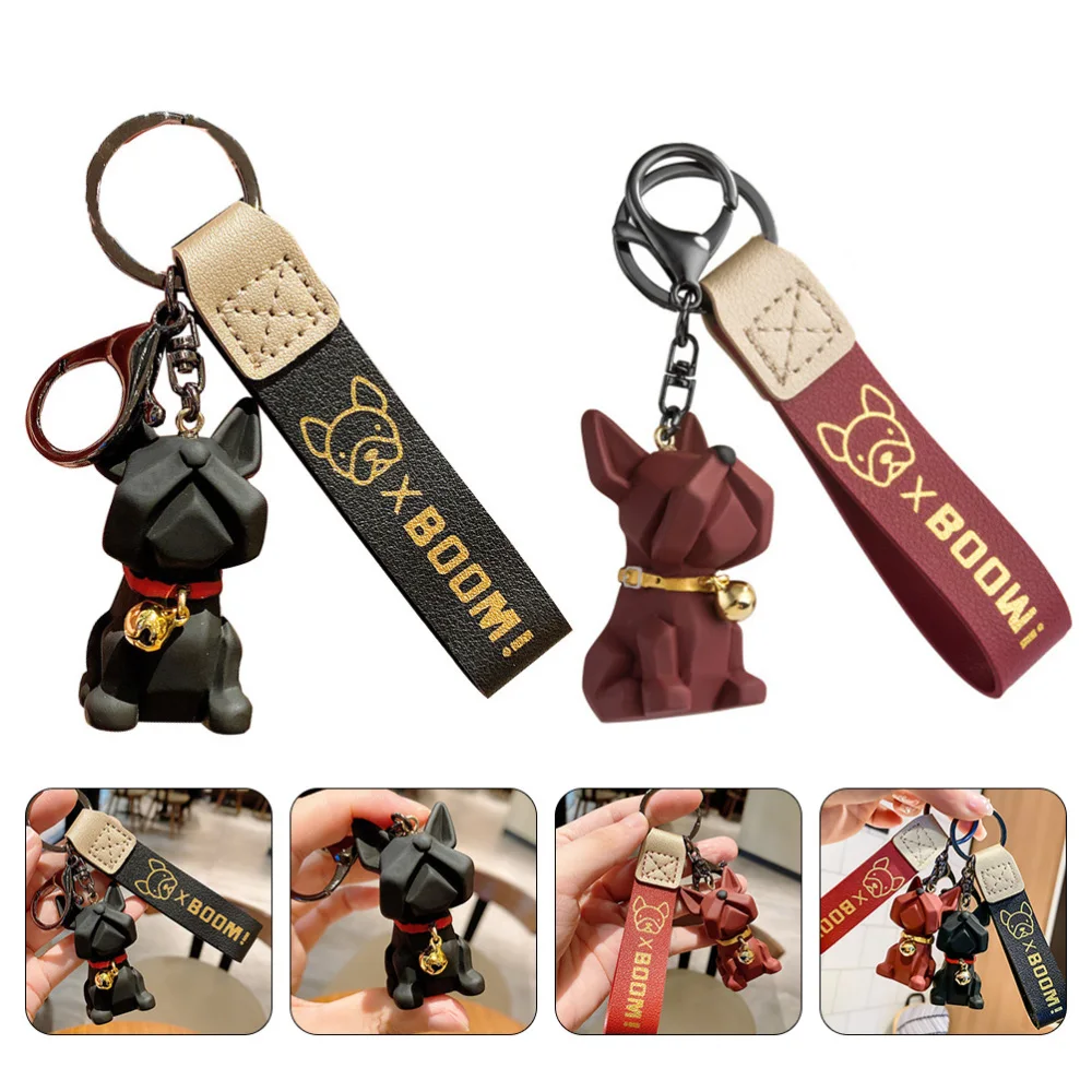 

2pcs Adorable Keychain Creative Bag Pendant Small Gift Key Ring (Black, Red)