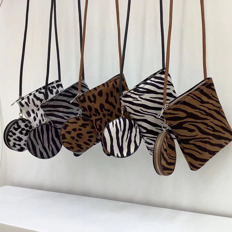 

2021 New Women's Bag Mini Crossbody Phone Bag Leopard Print Zipper Shoulder Bag Zebra Stripe Ladies Purse Bag Whole Sale