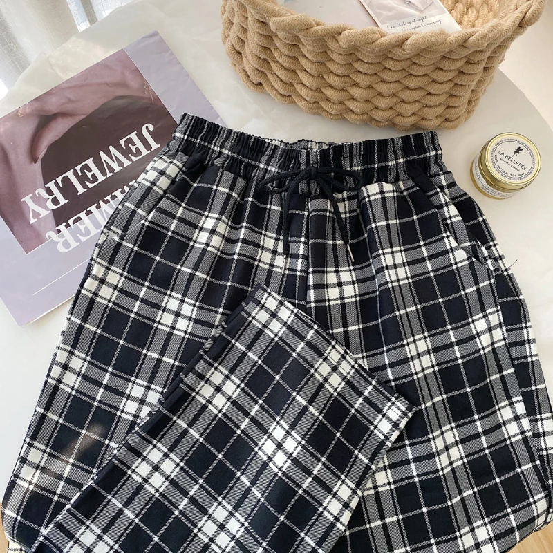 Женские клетчатые брюки JMPRS с высокой талией черные белые модные женские