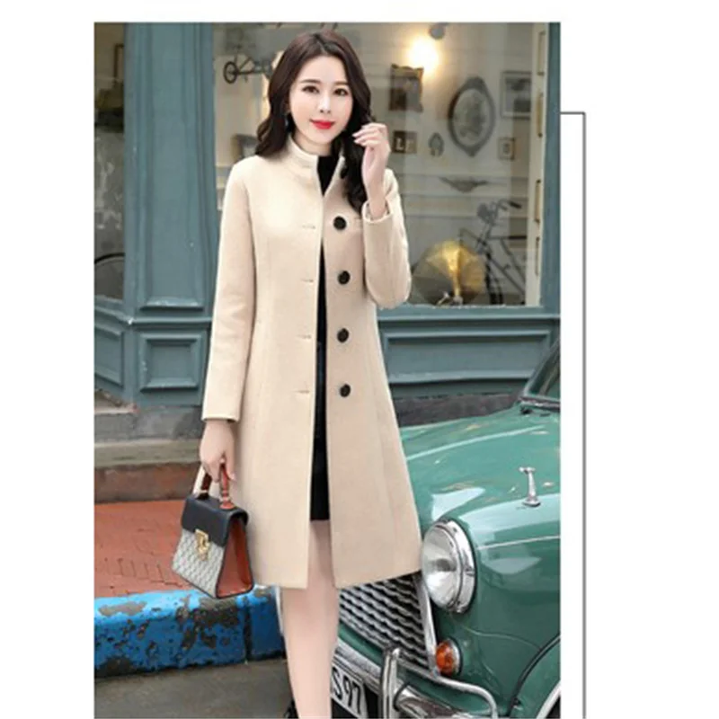 Женское шерстяное пальто размера плюс Blue новинка 2021 Модный облегающий