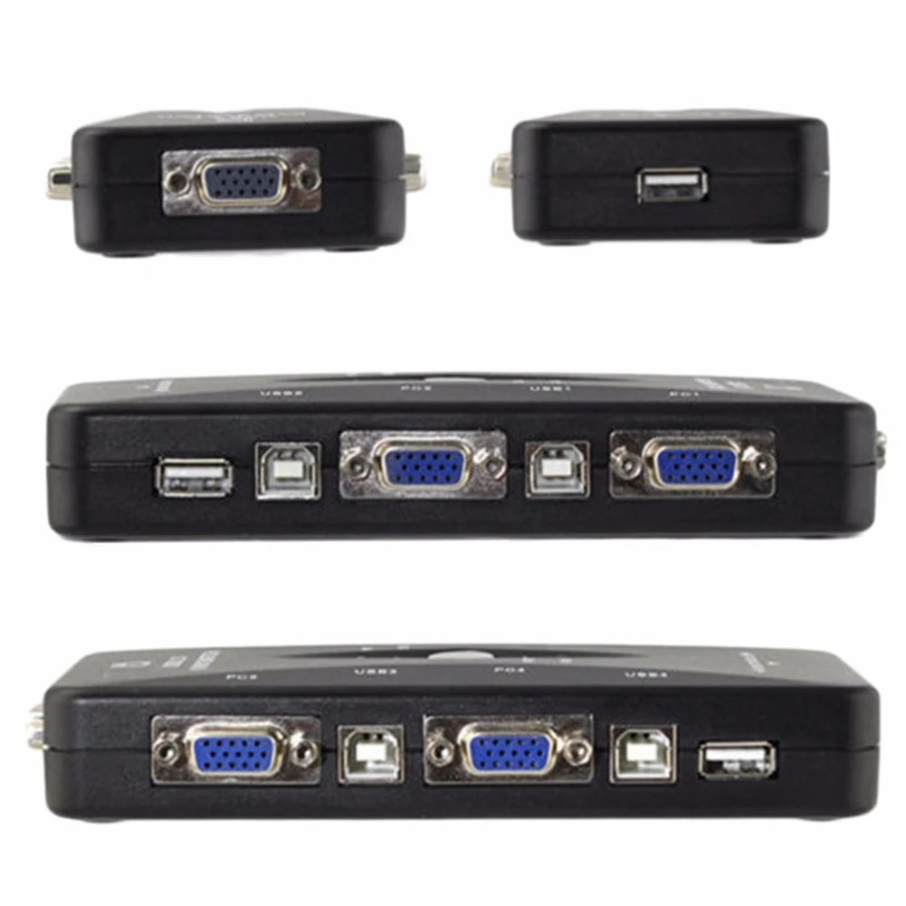 Synchronization Switch Anti-interference Kvm Laptop 4 Port Durable Portable VGA Splitter Stable Transfer Adapter Video Cable | Компьютеры