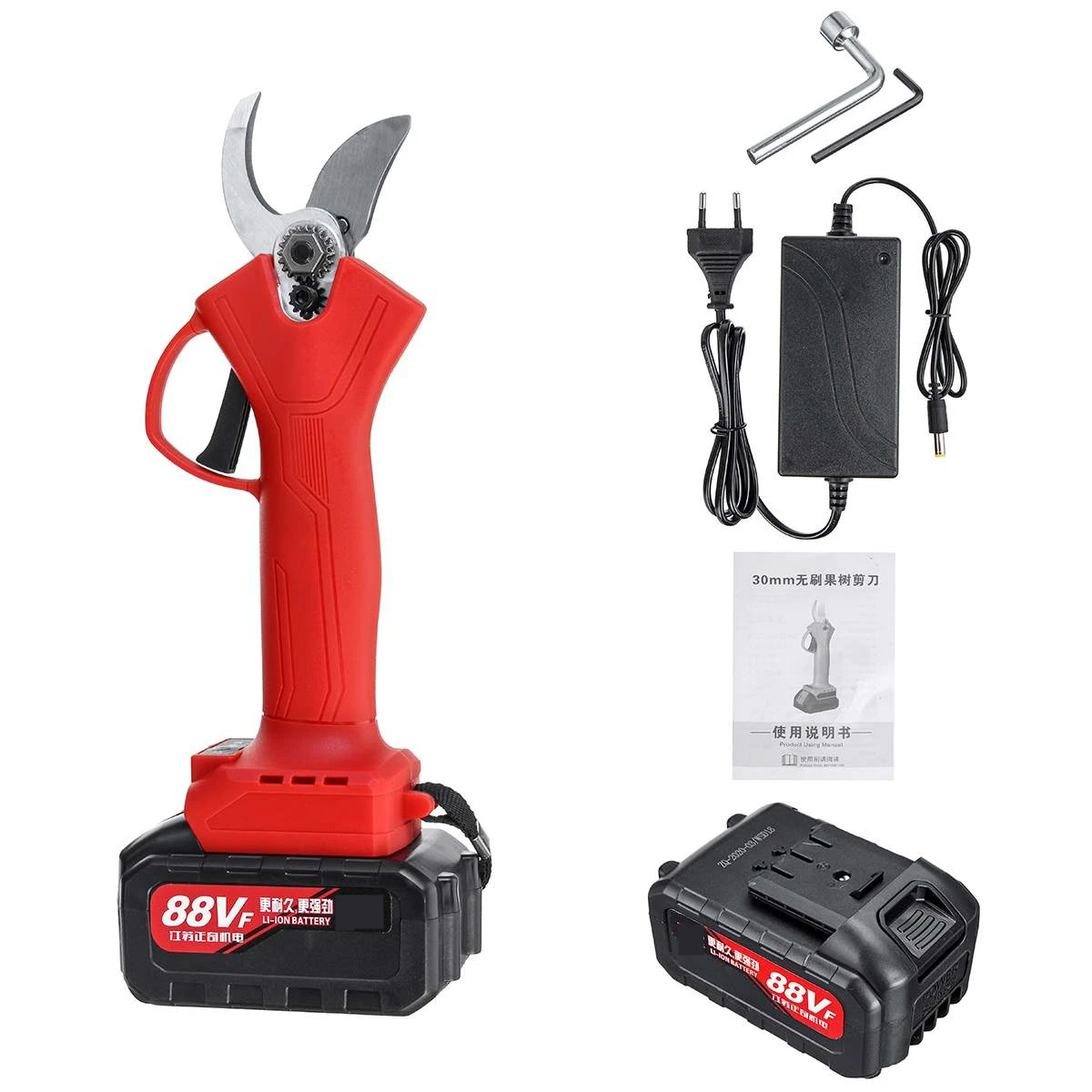 

88V 600W Cordless Rechargeable Electric Pruning Shear Scissors Branch Cutter Secateur Garden Pruner with 2 Lithium-ion Battery