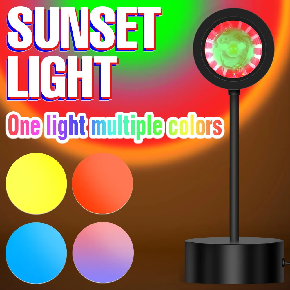 

USB Projection Light 5V Sunset Lamp Night Light Bulb Rainbow Photography Light Table Lamp Coffee Store Wall Decoration Lighting