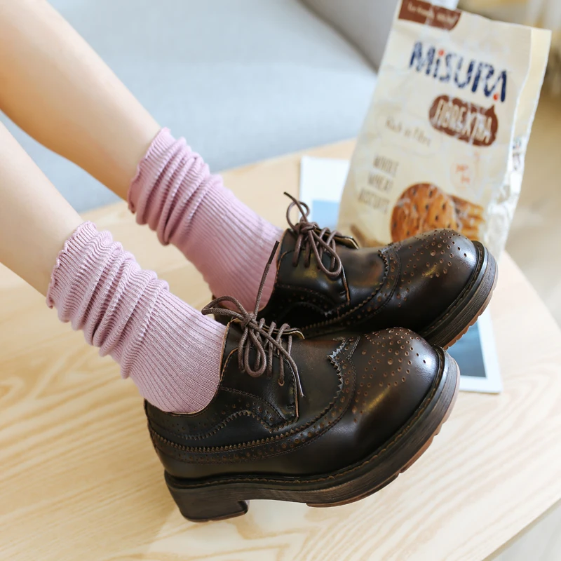 Японские корейские длинные носки для девочек школьниц свободные одноцветные