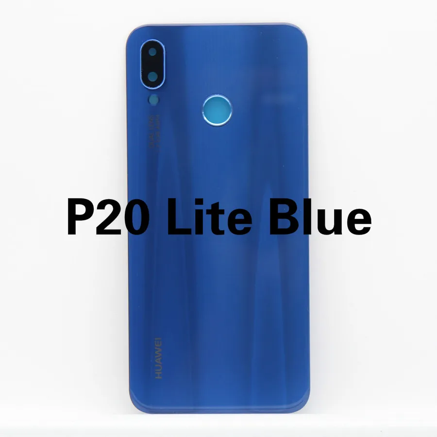 Для huawei P20 Pro крышка батареи Задняя стеклянная Задняя Дверь Корпус чехол панель+ объектив камеры для huawei P20 Lite крышка батареи Nova 3e - Цвет: P20 Lite Blue