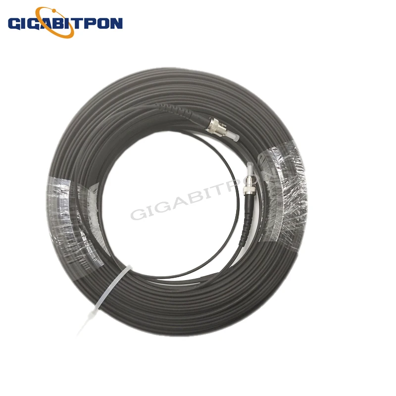Outdoor 3 steel 1 core 2ST/UPC connector fiber optic drop cable FTTH fiber single mode G675A1 core black jacket