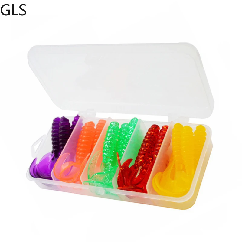 

2022 New T-tail Worm Artificial Soft Bait 25Pcs/50Pcs Sinking Saltwater/Freshwater Bionic Silicone Fishing Lure Set