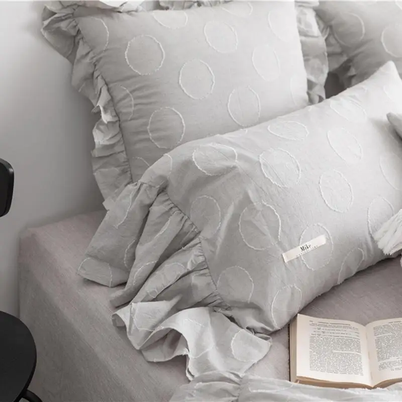 

100%Cotton Soft Bedclothes Queen king size Luxury Princess Grey Bedding Set Duvet Cover Bed sheet set Bed cover parure de lit