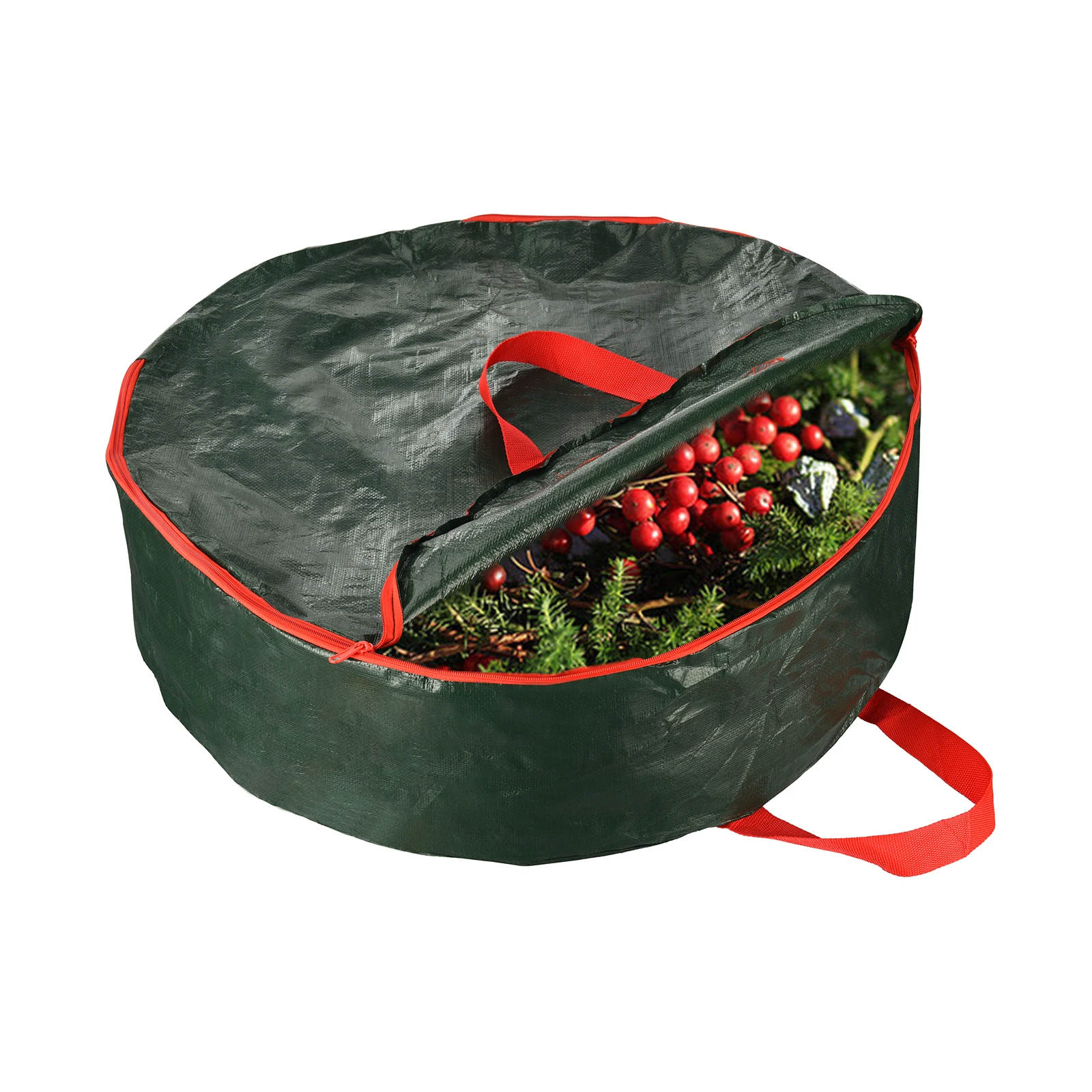 

Foldable Round Christmas Wreath Oxford Cloth Storage Bag Durable Handles Easy To Carry Home Storage