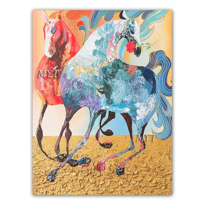 

Картина маслом на холсте, с изображением Бегущих Лошадей, без рамы