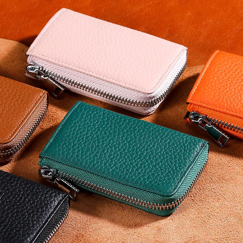 

Аккуратный верхний слой из натуральной коровьей кожи с функцией Rfid, Женский кошелек для монет, мужской модный кошелек из воловьей кожи на мо...