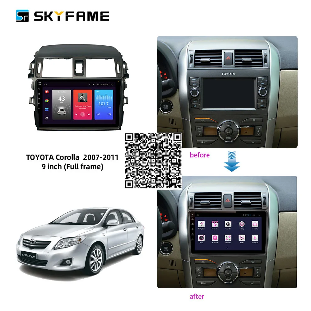 

For TOYOTA Corolla 2007-2011 2 Din Car Radio Android Multimedia Player GPS Navigation IPS Screen DSP 9 Inch