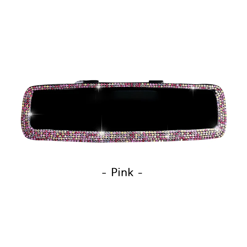 

Car Interior Rhinestone Rearview Mirror Decor Charm Crystal Bling Diamond Ornament Rear View Mirror Cover Women Auto Accessories