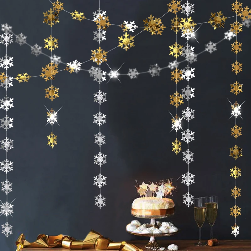 4 комплекта 16 м бумага искусственная маленькая гирлянда из снежинок наборы флаги