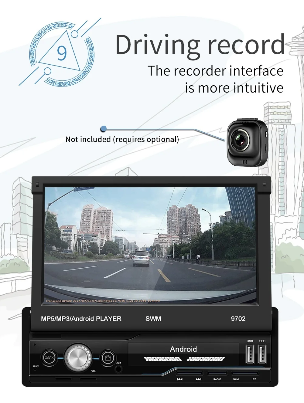 Автомагнитола на Android 8 1 Mp5 плеер DIN 7 '' GPS Wi Fi Bluetooth Gps Navi FM + камера|Автомобильные