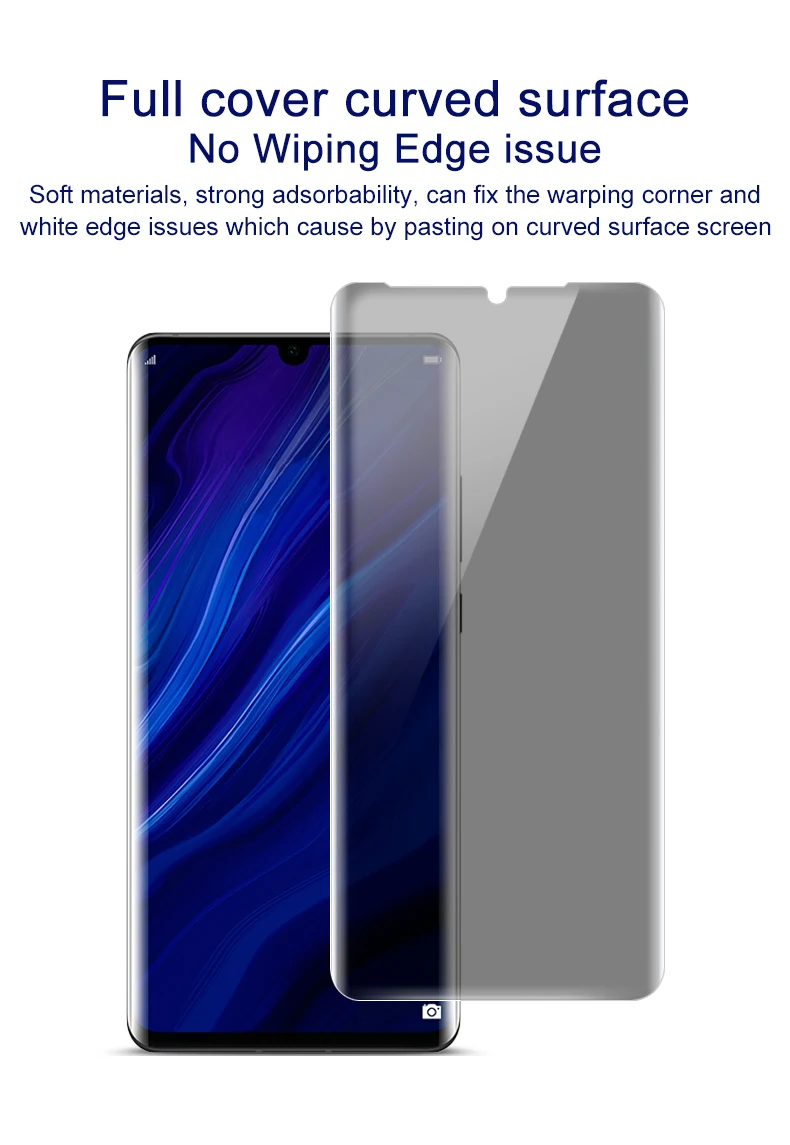 Защита конфиденциальности Антибликовое покрытие для huawei P30 Pro защита экрана Imak анти шпионская полная крышка экрана телефона изогнутая Гидрогелевая пленка