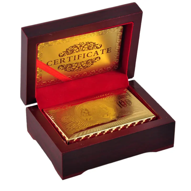 Сертификат, карта, покрытая фольгой, карта для покера, игральная карточная игра, высокое качество, спорт, досуг, 24 K, Золотая игра, карта для покера, Подарочная коробка с