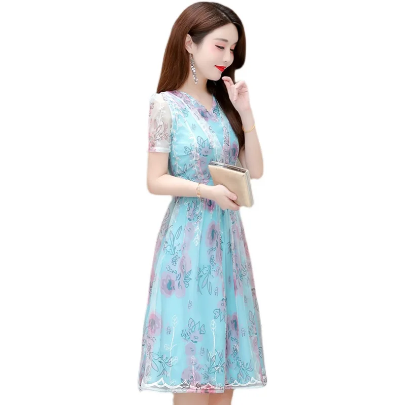 

Sexy V-Neck Chiffon Floral Spring Summer Clothes Dress For Women'S Vetement Femme 2021 Sukienka Sundress Vintage Casual 2021