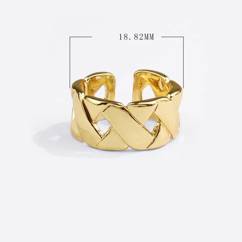 

Hollow Out Knot Ring Alloy Metal Wide Geometric Rings For Women Adjustable Open Cuff Finger Ring Vintage Jewelry Bague