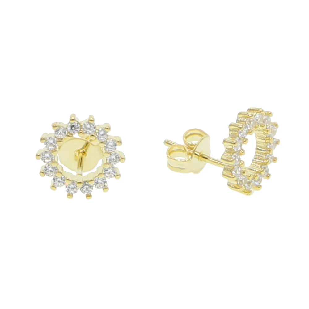 Серьги гвоздики в виде подсолнухов с фианитами для женщин и