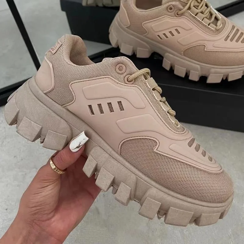 

Women Chunky Sneaker Thick Bottom Platform Vulcanize Shoe Fashion Breathable Casual Walking Running Female Thick Heel Daddy Shoe