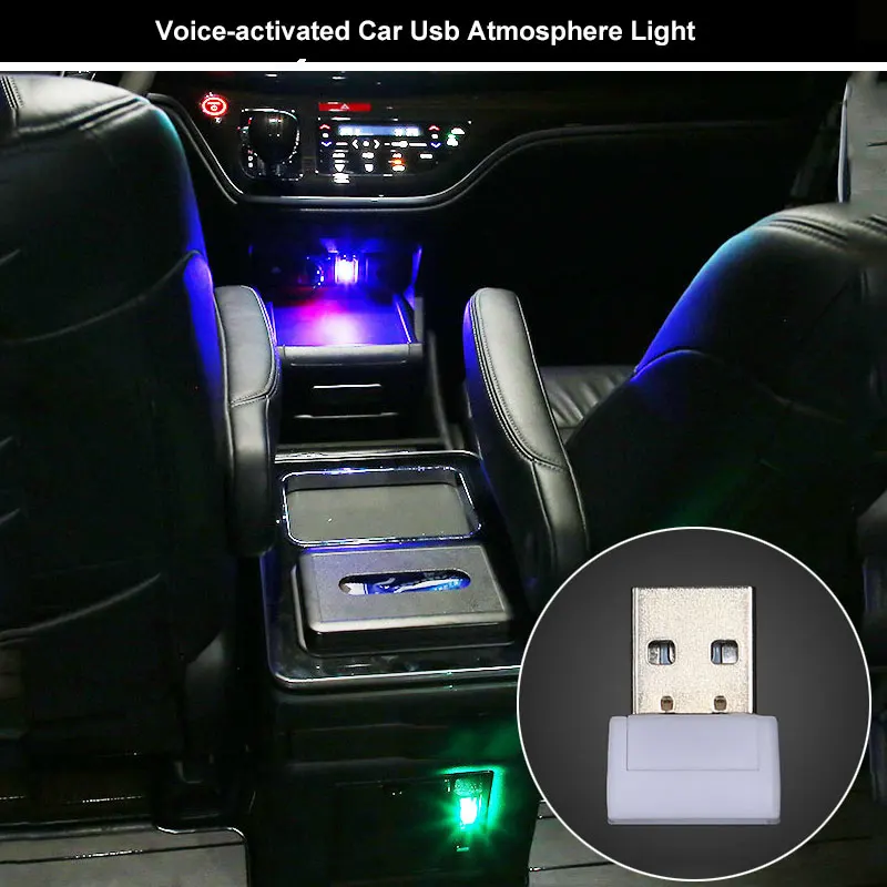 

1pcs Multi Colors Voice-activated Car Usb Atmosphere Light Sound Music DJ effect Decorative Atmosphere LED Car Interior Lights
