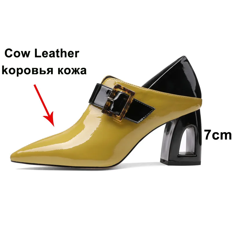 Meotina женские туфли лодочки на высоком каблуке из натуральной кожи с пряжкой и