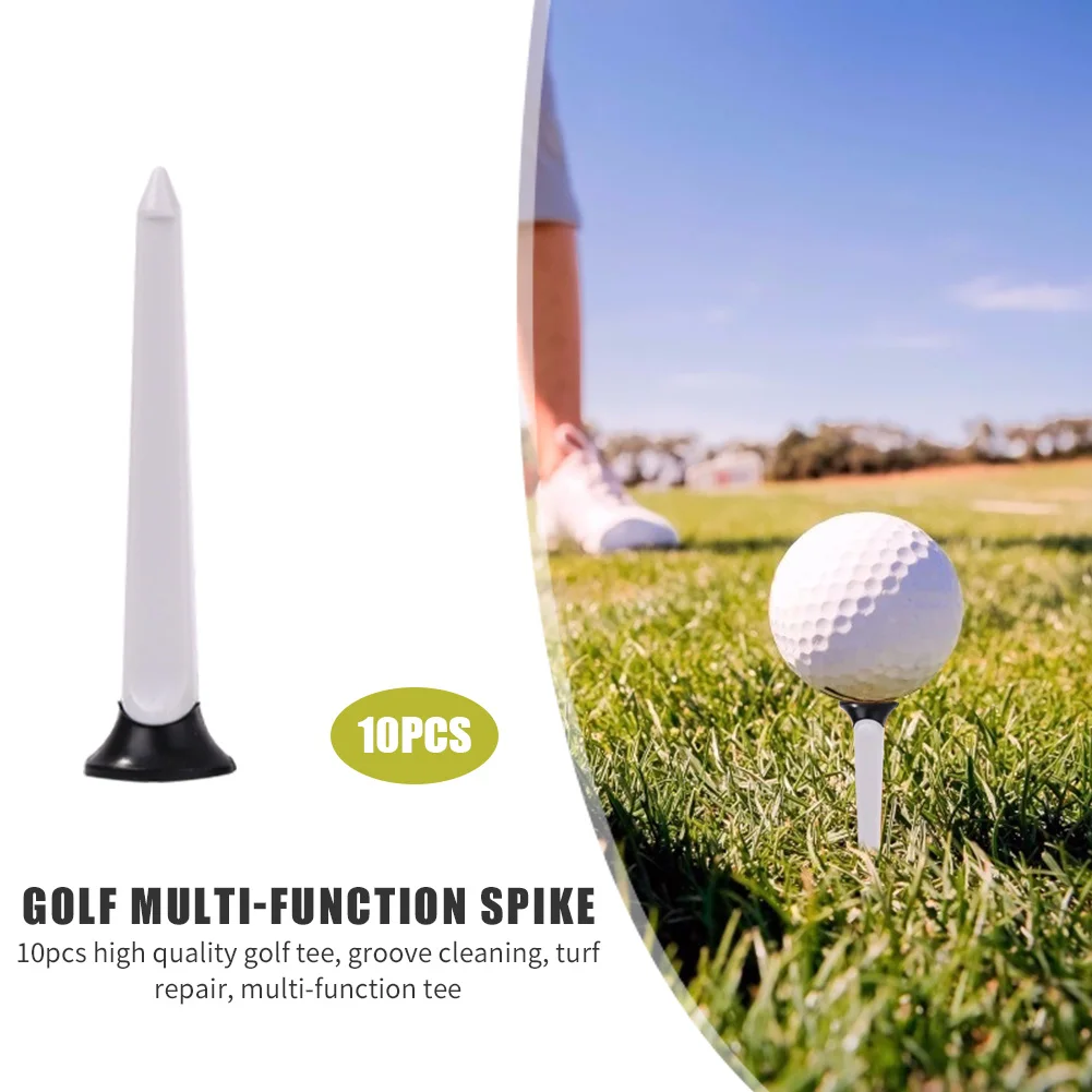 

10pcs Plastic Golf Tees Training Practice Aids Tools Groove Cleaning Turf Repair Ball Holder Rubber Cushion Tee Golf Accessories