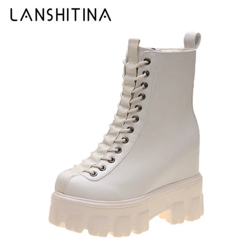 Женские Классические ботинки на шнуровке зимние теплые меховые кеды высокой