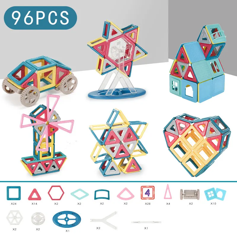 PX957B 96PCS Новинка, цветные магнитные блоки макарон, игрушки для детей, магнитные строительные блоки, набор, дизайнерские развивающие кирпичи, магнитные игрушки - Цвет: PX957B 96PCS